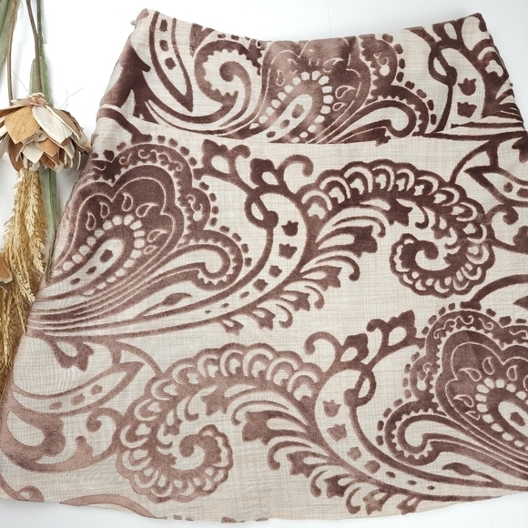 ❣️ Sevier Skirts Textured Beige Brown Paisley Velour Skirt Sz S - Picture 10 of 11